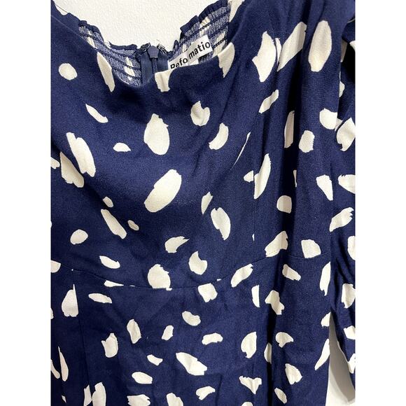 Reformation Sigmund Midi Dress Splatter Pattern Print Milkmaid Feminine Size 6 - Picture 5 of 6